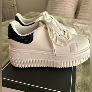 NEVER WORN Platform rhinestone sneakers